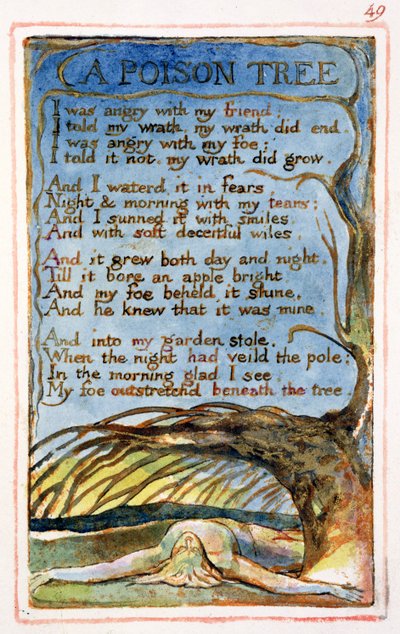 Een gifboom: plaat 49 uit Songs of Innocence and of Experience (kopie AA) ca. 1815-26 door William Blake